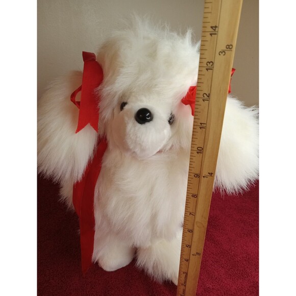 Vintage Parisi Creations French Poodle Stuffed Animal With Red Ribbon Bows 14 " - Picture 2 of 4